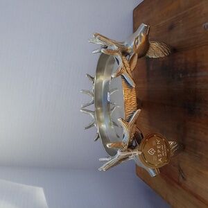 ASPEN Deer Raised TRAY NEWwTag Candle Holder Plant Stand Centerpiece Silver